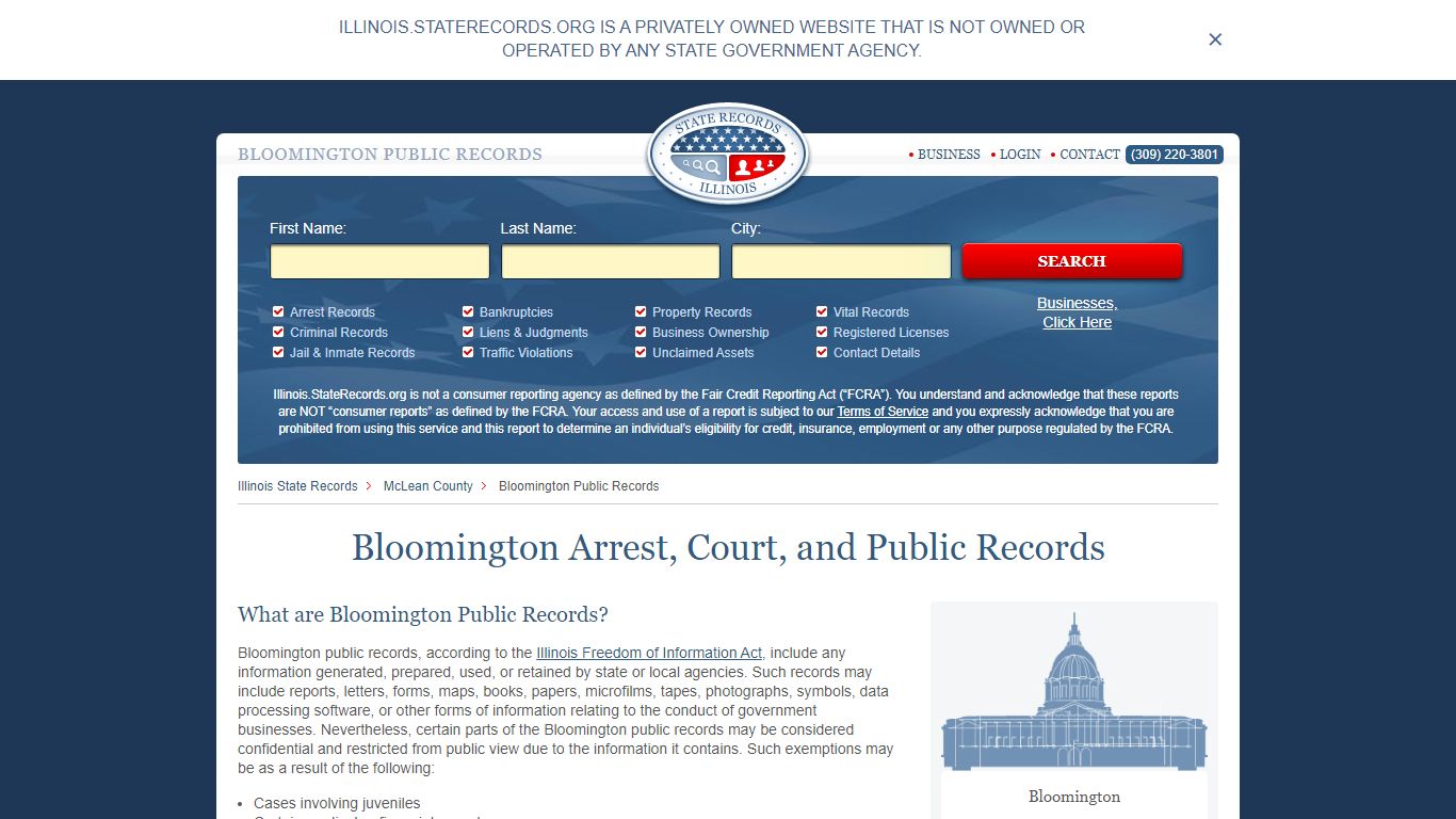 Bloomington Arrest and Public Records | Illinois.StateRecords.org